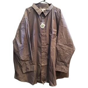 Kings Court Button Up Shirt Mens Sz 22‎ 37/8 Tall Gray Teflon Protection New